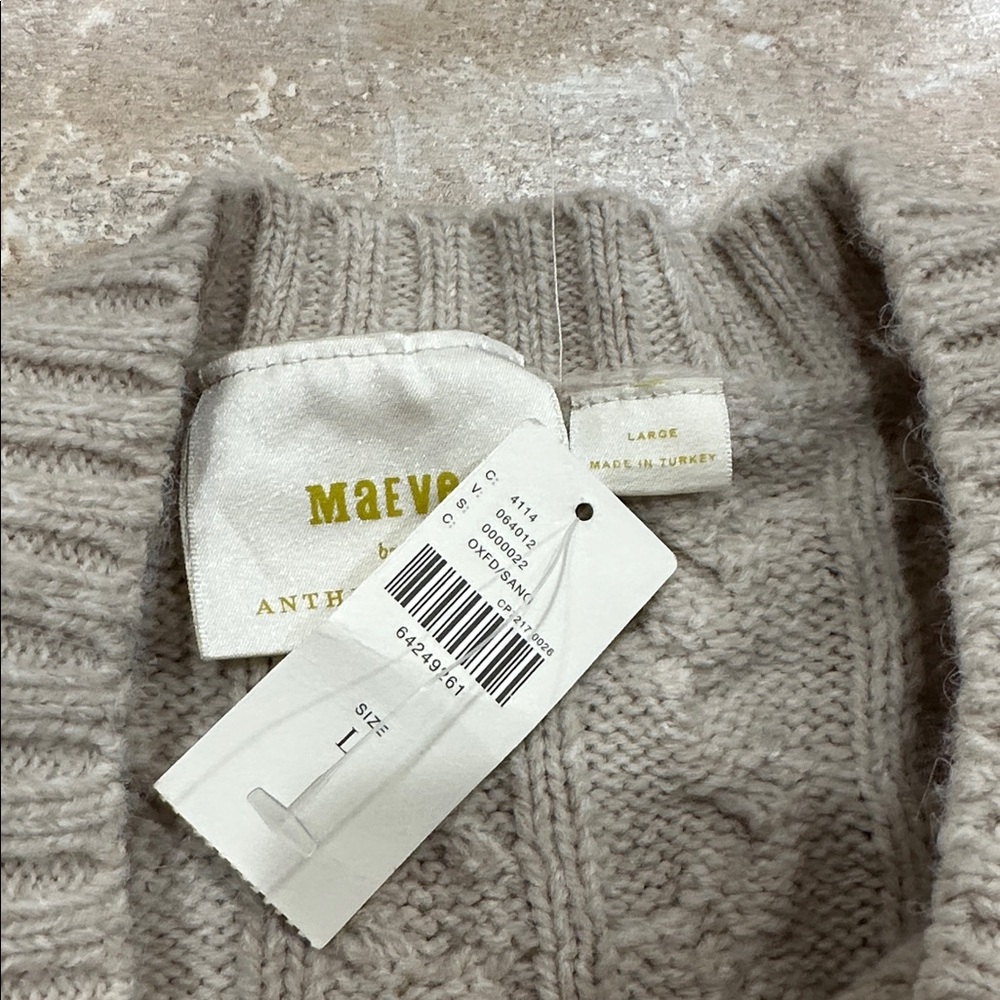 NWT Maeve Anthropology Oxford/Oatmeal color cropped cardigan women’s size L - Picture 2 of 10